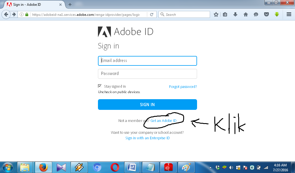 Adobe login and password
